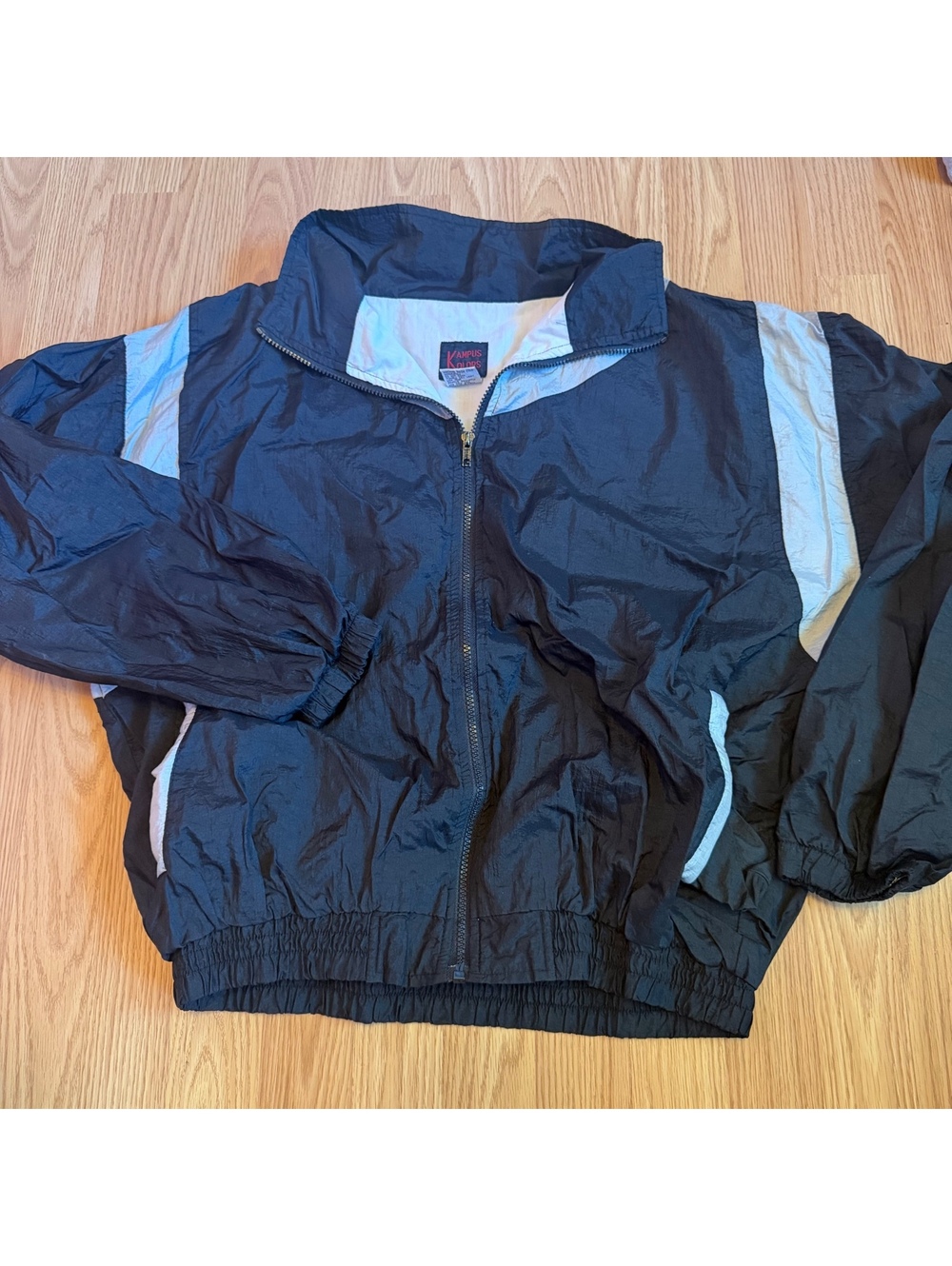 Kampus Kolors Windbreaker Black Grey Retro Vintage Size Medium